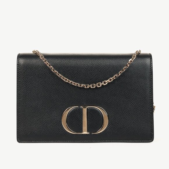 Christian Dior 30 Montaigne Black Leather 2-in-1 Pouch - Picture 1 of 15